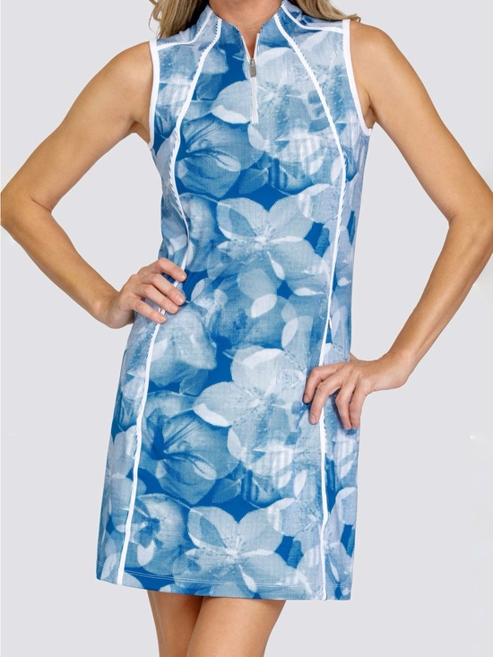 Tail Dresses & Skirts - Tail Blue Floral Zip-Front Sleeveless Golf Dress
